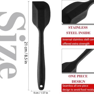 8 Pieces Silicone Spatula, 8.5 inch Non-stick Spatulas with Stainless Steel Core,Heat Resistant-500℉, Food Grade Silicone, Dishwasher Safe, for Mixing,Cooking,Baking (Black)